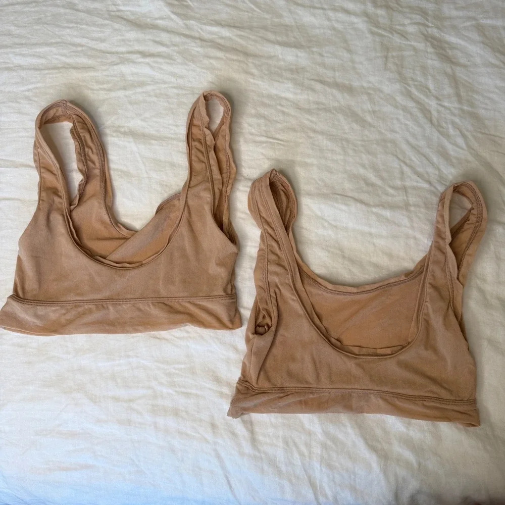Skims Tan Mesh Bralette